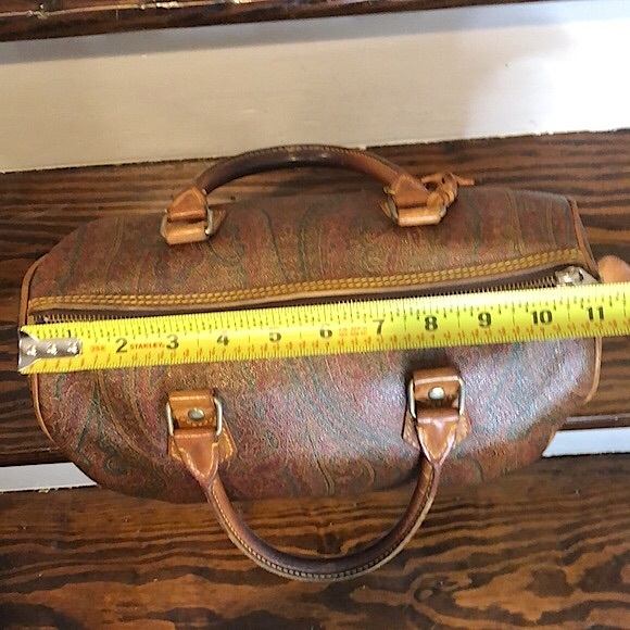 METRO MILANO Red Paisley Speedy 20 Small Boston Travel Tote Bag Lock and Key - Picture 14 of 17